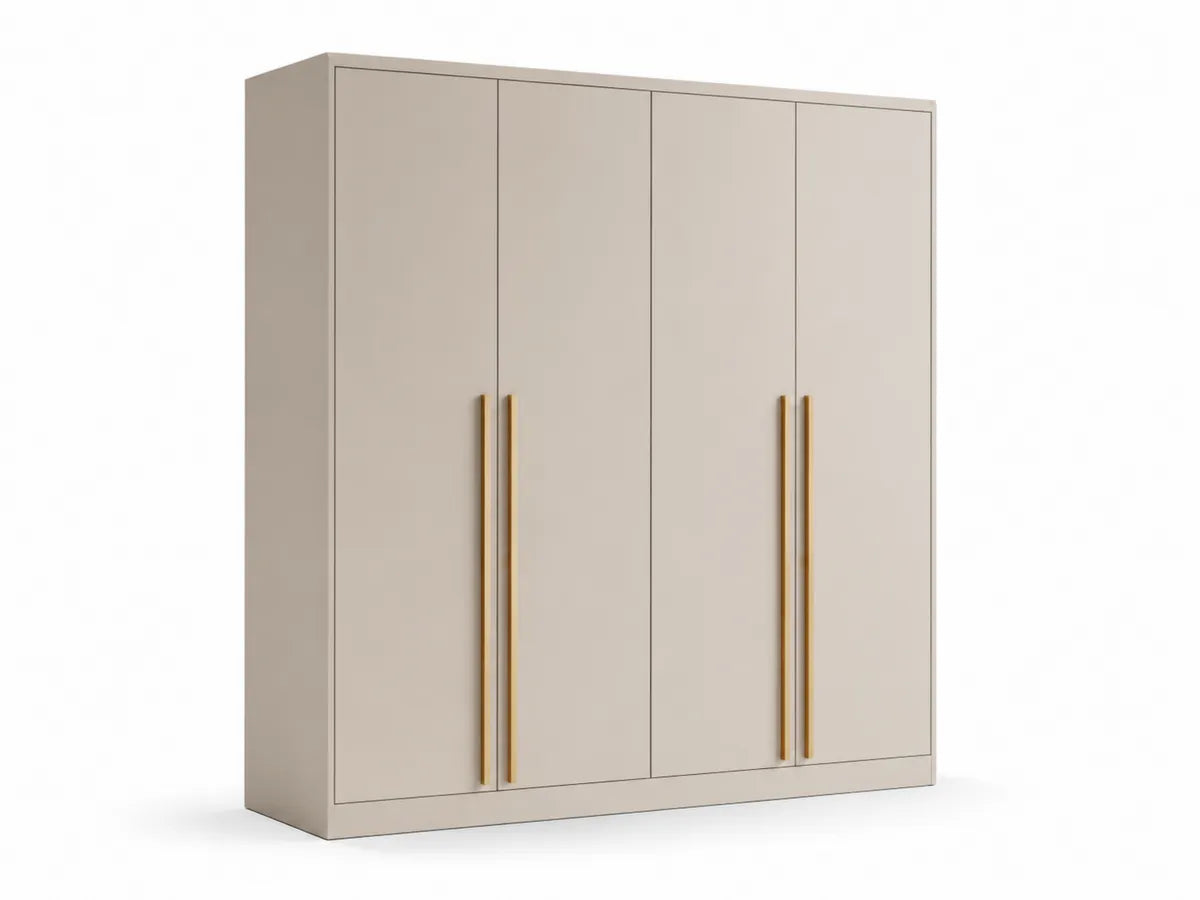 Szafa czterodrzwiowa MDF z metalowymi uchwytami beżowa 200x180x60 cm