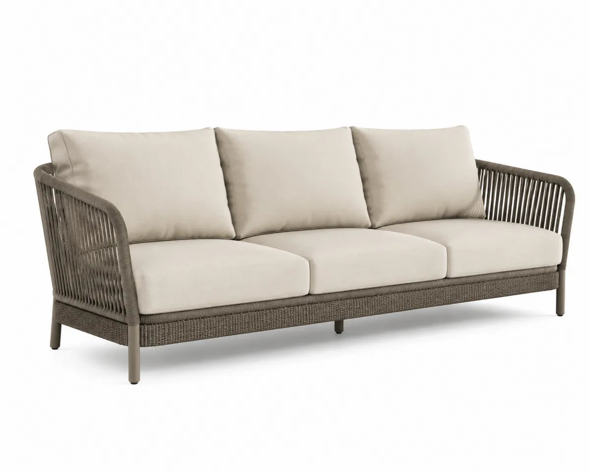 Sofa ogrodowa 3-osobowa z aluminium i liny syntetycznej 220x85x76 cm