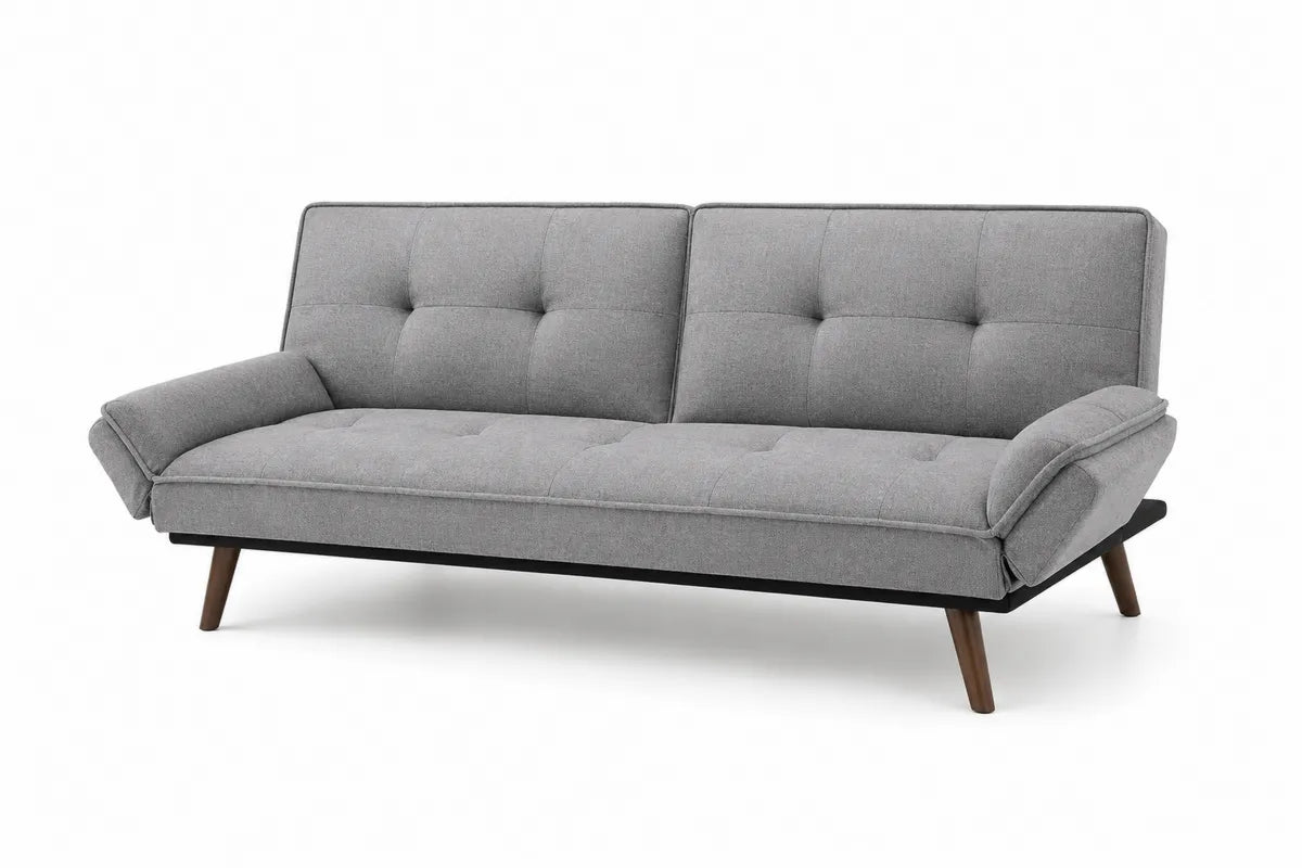 Sofa rozkładana szara z tkaniny poliestrowej 200 cm