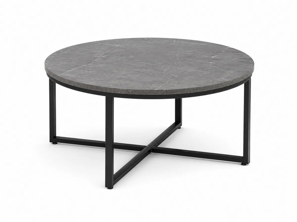 Okrągły stolik kawowy marmurowy, średnica 80 cm, stalowy stelaż