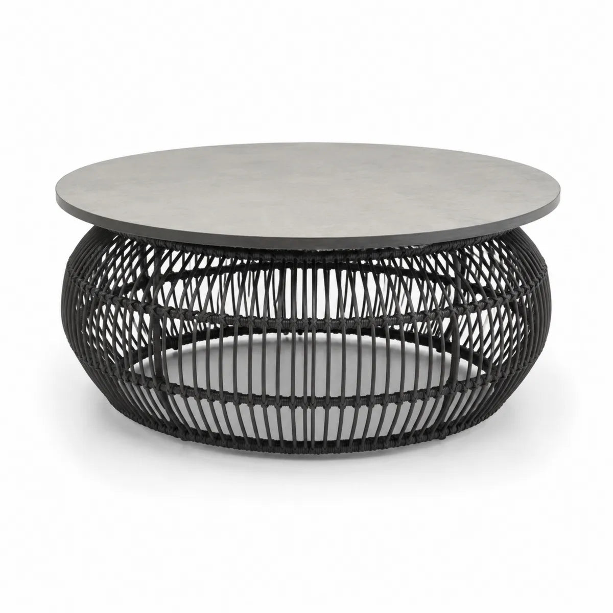 Stolik kawowy z betonu i metalu, 80 cm, szary/czarny