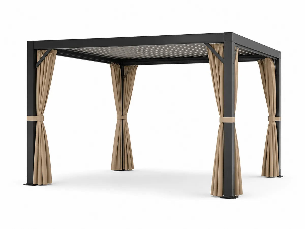 Metalowy pawilon ogrodowy z regulowanym dachem 300x400 cm beżowy