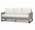 Sofa ogrodowa 3-osobowa z technorattanu z białymi poduszkami
