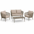Zestaw aluminiowy mebli ogrodowych z poduszkami beżowy - 2 fotele, sofa, stolik